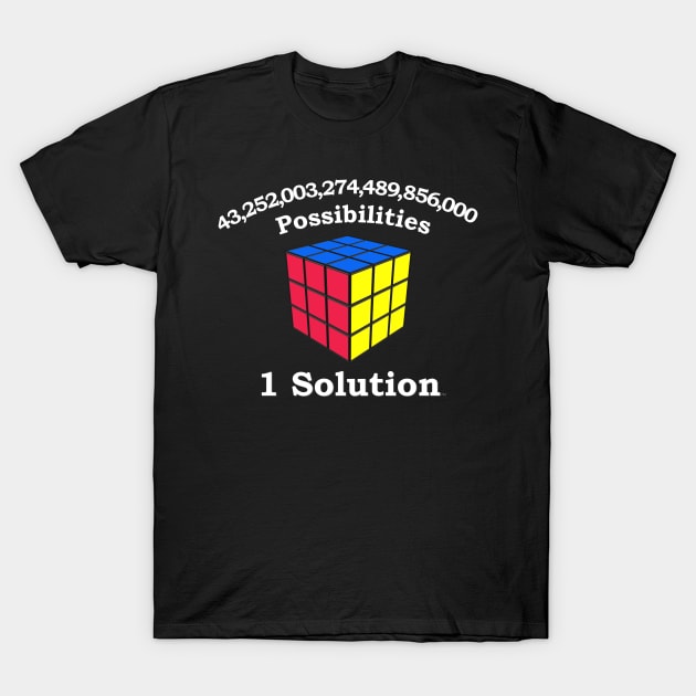 43 Quadrillion Possibiliites, 1 Solution - Rubik's Cube Inspired Design for people who know How to Solve a Rubik's Cube T-Shirt by Cool Cube Merch